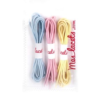 Coffret pastel lacets ronds et fins 60 cm