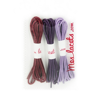 Coffret lilas lacets ronds et fins 45 cm